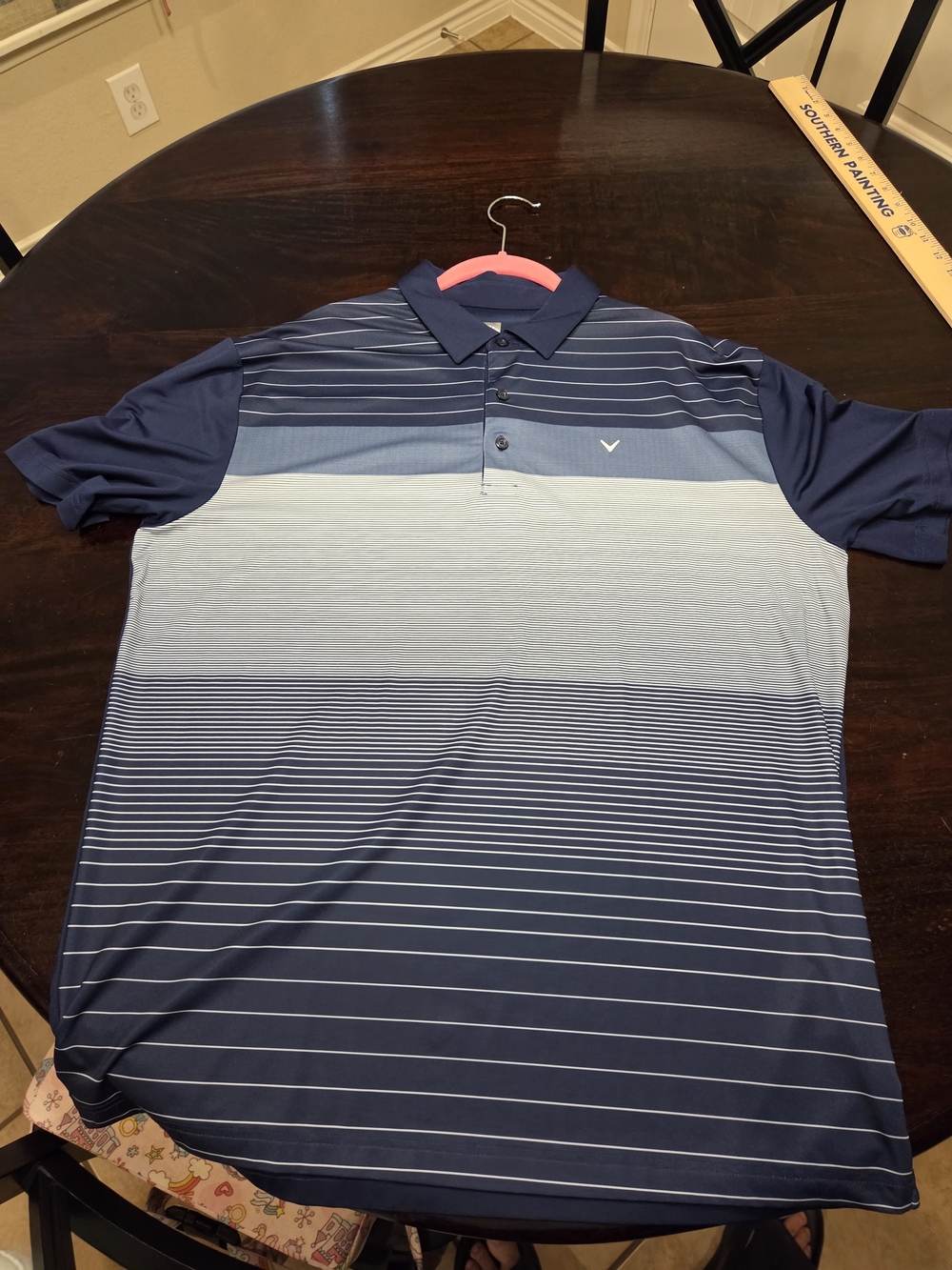 Callaway Men’s Navy and Light Blue Gradient Stripe Polo
